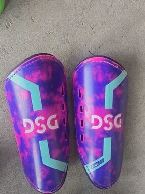 DSG Purple Pink Shin Guards with Mint Accents